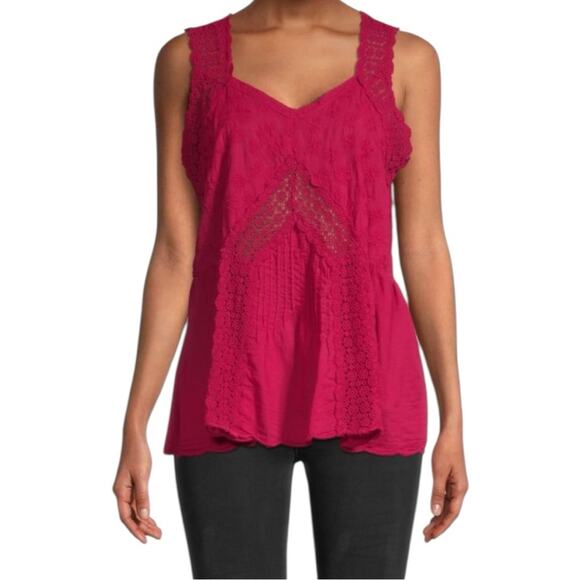 Johnny Was Harper Pink Sleeveless Pleated Tank Blouse size L - Picture 3 of 13